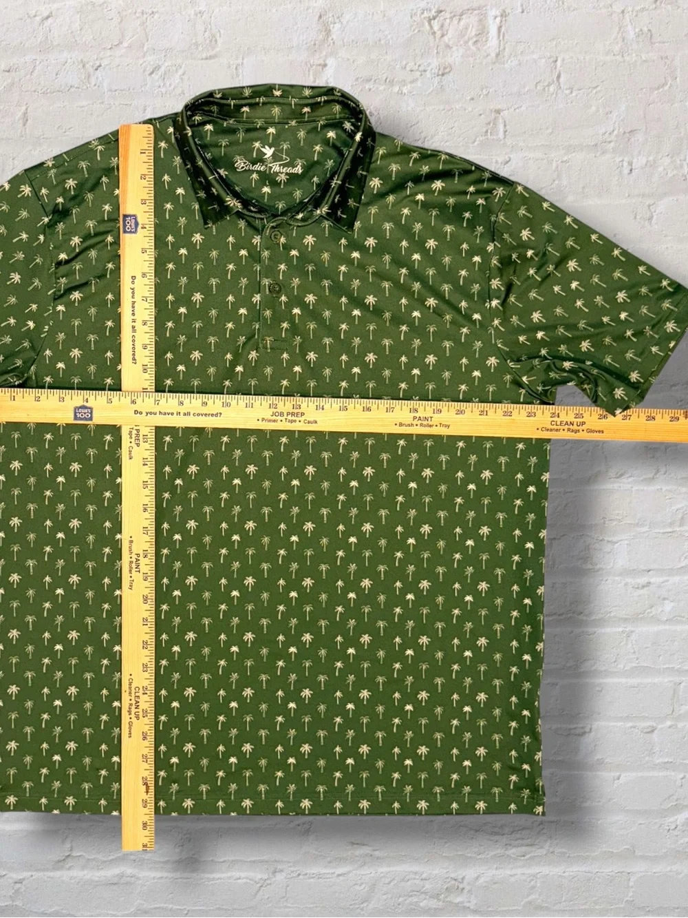 Birdie Threads Men’s Golf Polo Shirt L Green Palm Tree Print Performance - Picture 9 of 9
